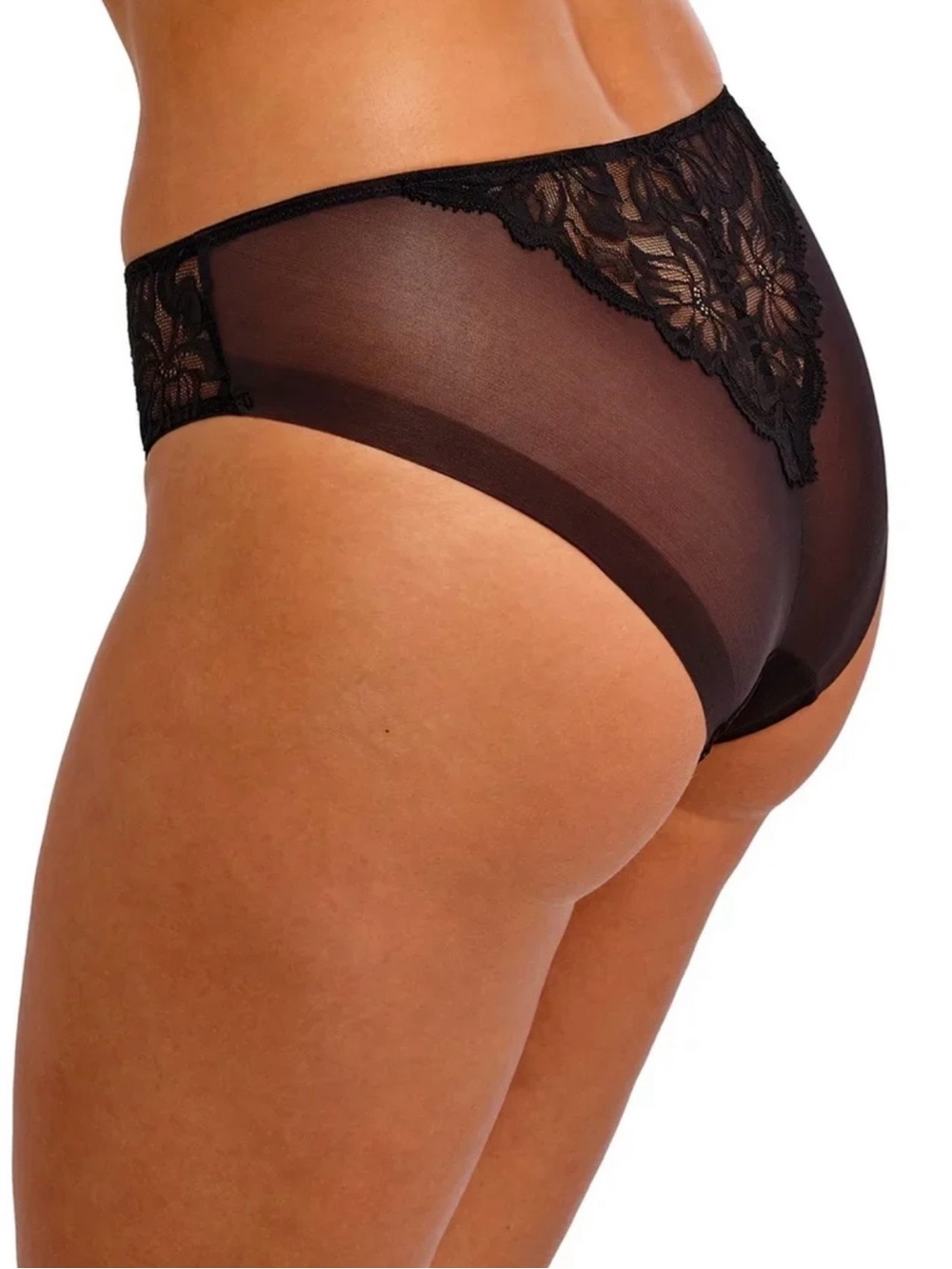 •Wacoal XL Abellia Black Lace/Mesh Hi Cut Panty! NEW!